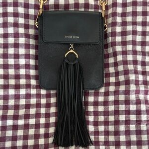 Louise et Cie Julea leather crossbody bag w/ bracelet handle and tassel